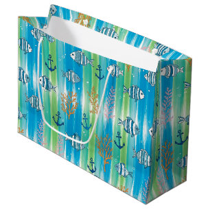 Colourful Coastal Sea Life Pattern (13) Large Gift Bag