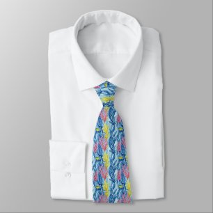 Colourful Coastal Sea Life Pattern (1) Tie