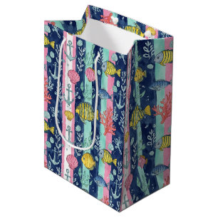 Colourful Coastal Sea Life Pattern (2) Medium Gift Bag