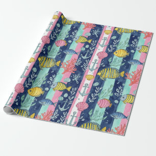 Colourful Coastal Sea Life Pattern (2) Wrapping Paper