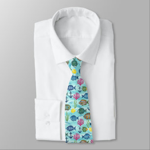 Colourful Coastal Sea Life Pattern (3) Tie