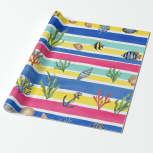 Colourful Coastal Sea Life Pattern (7) Wrapping Paper