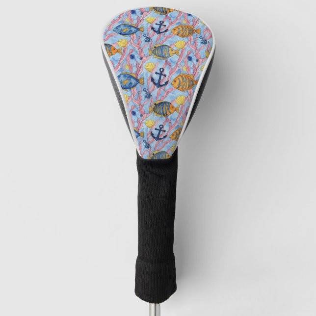 Colourful Coastal Sea Life Pattern (9) Golf Head Cover (Front)