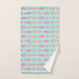 Colourful Coastal Summer Fish Pattern Hand Towel