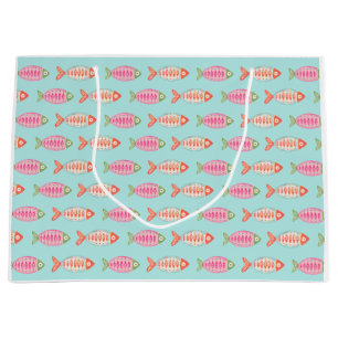 Colourful Coastal Summer Fish Pattern Large Gift Bag