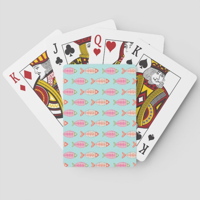 Colourful Coastal Summer Fish Pattern Playing Cards (Back)