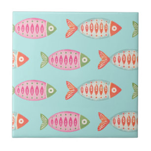 Colourful Coastal Summer Fish Pattern  Tile