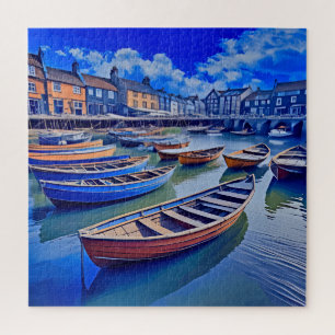 Colourful coastal village jigsaw puzzle