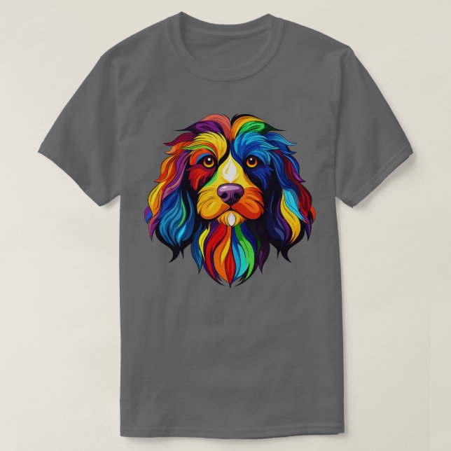 Colourful Cockapoo Art Dog Face T-Shirt (Design Front)