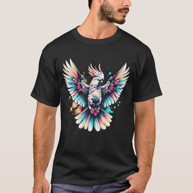 Colourful Cockatoo Parrot Bird Lover Bird Watching T-Shirt (Front)