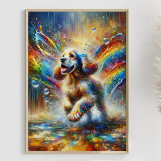 Colourful Cocker Spaniel Rainbow Splatter Custom Poster