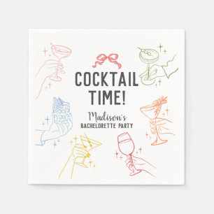 Colourful Cocktail Party Retro Bachelorette Party Napkin