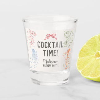 Colourful Cocktail Party Retro Birthday Favours Shot Glass