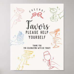 Colourful Cocktail Party Retro Favours Sign