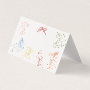 Colourful Cocktail Party Retro Table Place Cards