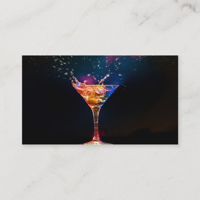 Colourful Cocktail Splash Business Card (Front)