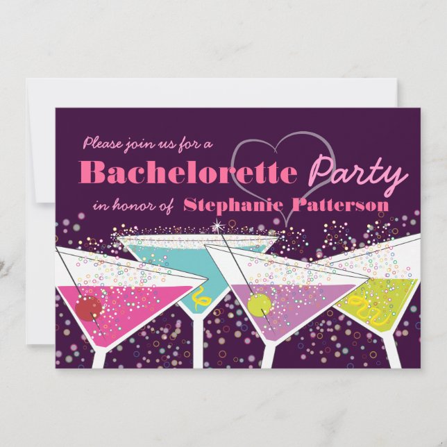 Colourful Cocktails Bachelorette Party Invitation (Front)