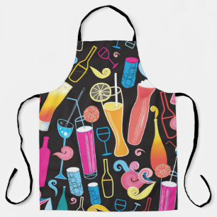 Colourful Cocktails Graphic Seamless Pattern Apron