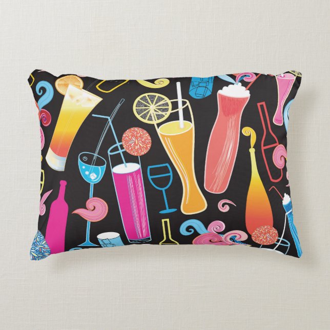 Colourful Cocktails Graphic Seamless Pattern Decorative Cushion (Front)
