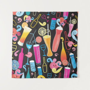 Colourful Cocktails Graphic Seamless Pattern Tapestry