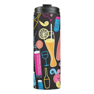 Colourful Cocktails Graphic Seamless Pattern Thermal Tumbler