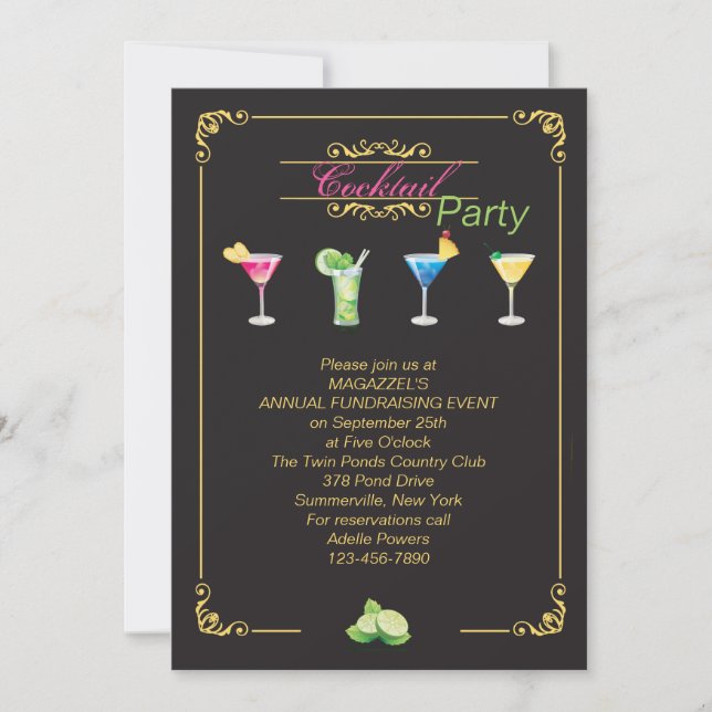 Colourful Cocktails Invitation (Front)