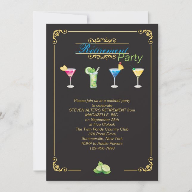 Colourful Cocktails Invitation (Front)