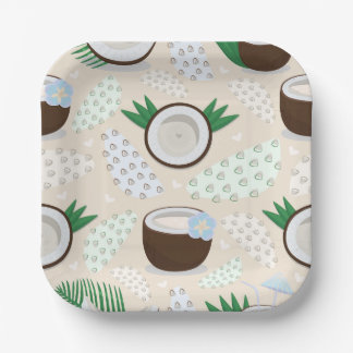 Colourful coconut pattern paper plate