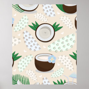 Colourful coconut pattern poster