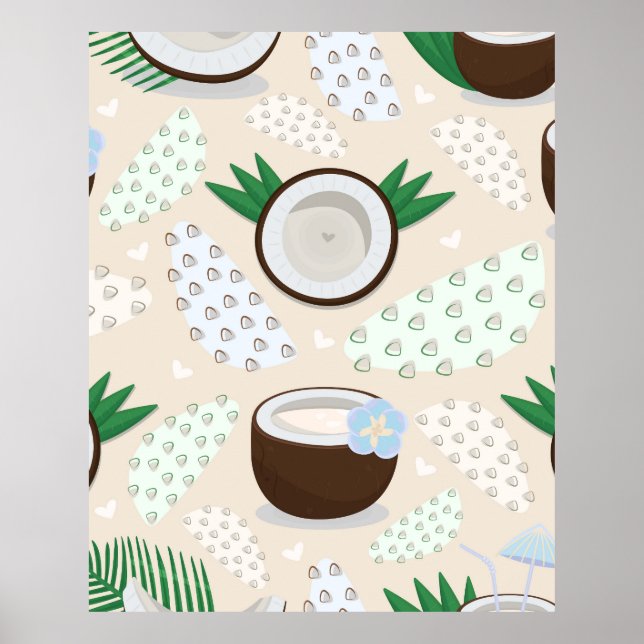 Colourful coconut pattern poster (Front)
