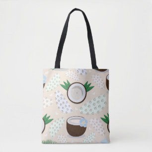 Colourful coconut pattern tote bag