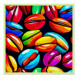 Colourful Coffee Bean Abstract Art Poster