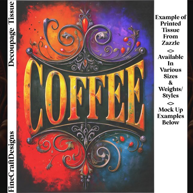 Colourful Coffee Café Sign Design EY3 Decoupage Tissue Paper (Creator Uploaded)