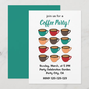 Colourful Coffee Cup Coffee Party Invitation