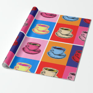 Colourful Coffee Cup Mugs Wrapping Paper