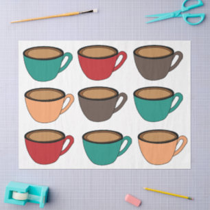 Colourful Coffee Cup Pattern Tissue Paper