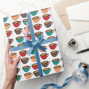 Colourful Coffee Cup Pattern Wrapping Paper