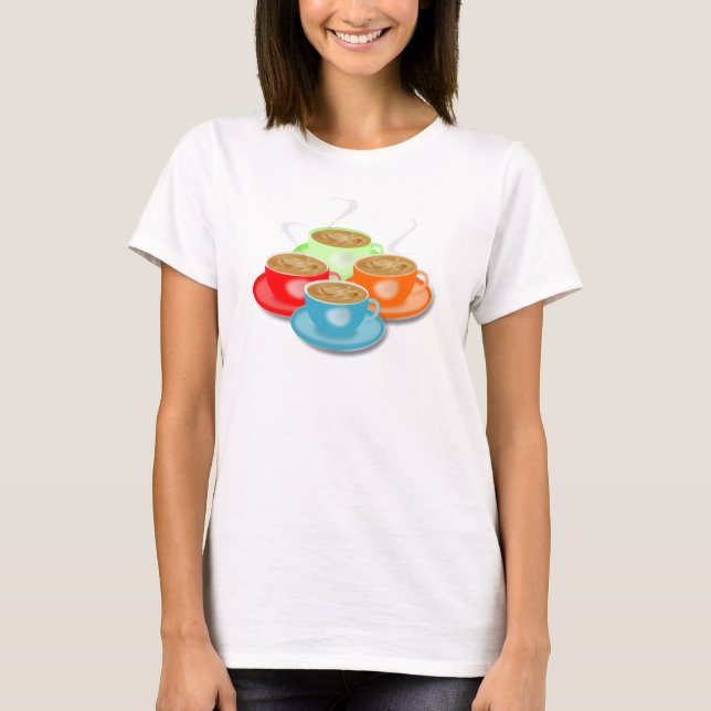 Colourful Coffee Cups T-Shirt (Front)