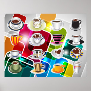 Colourful Coffee Cups - Various sizes available Poster