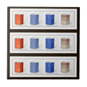 Colourful Coffee Mugs Framed Tile