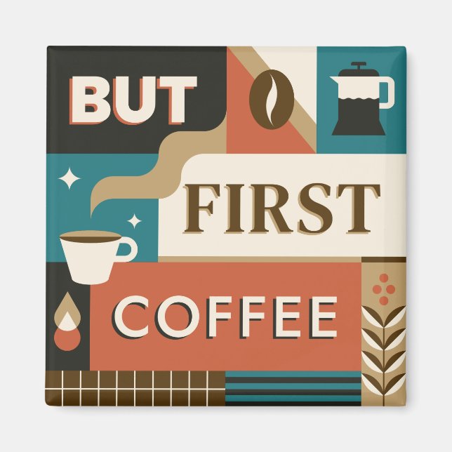 Colourful Coffee Quotes Magnet (Front)