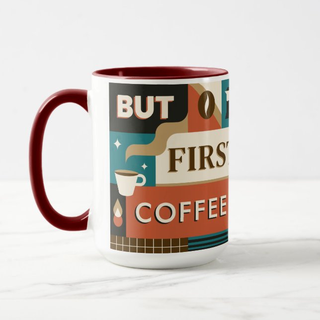 Colourful Coffee Quotes Mug (Left)