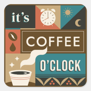 Colourful Coffee Quotes Square Sticker