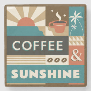 Colourful Coffee Quotes Stone Coaster