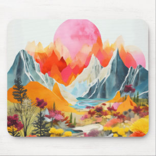 Colourful Collage Landscape Mouse Mat