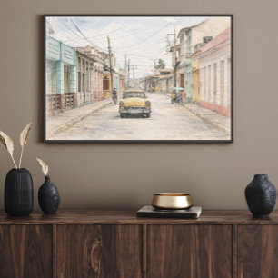 Colourful Colonial City Art Print Wall Poster