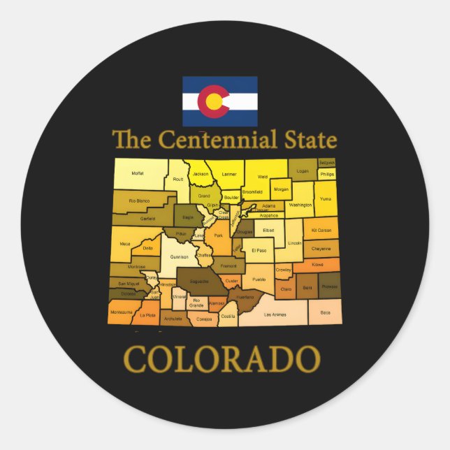 Colourful Colorado County Map Flag Nickname Classic Round Sticker (Front)