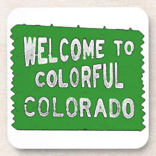 Colourful Colorado green welcome sign Coaster