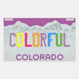 Colourful Colorado purple license plate stickers