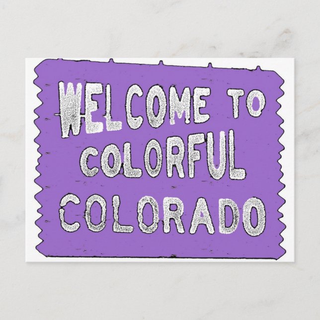 Colourful Colorado purple welcome sign Postcard (Front)